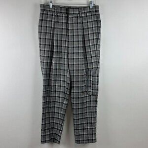 ASOS Mens Gray Shadow Plaid Dress Pants w/ Cargo Pockets